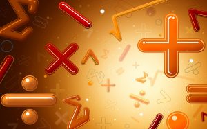 Image showing Maths symbols on a bright background to symbolise private tuition session