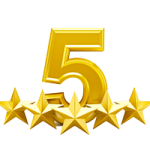 Image showing five golden stars to reflect the five star rating that Richard's students give.